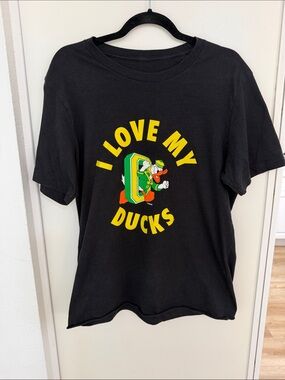 Oregon Ducks Disney Washed Black Graphic Tee "I Love My Ducks" | M